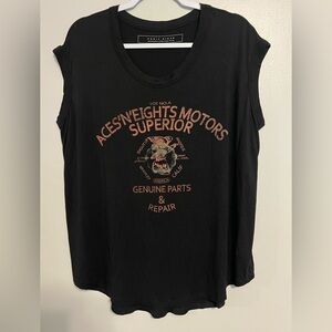 *** Panic Birus Black Graphic Women's Top